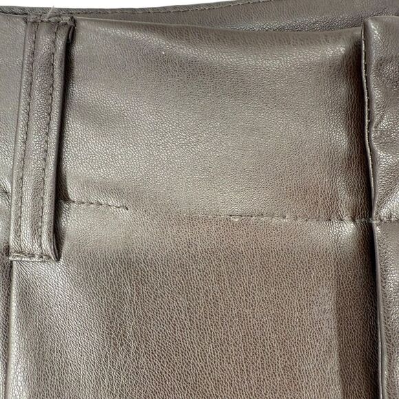 Chocolate Brown Faux Leather Pants Straight Leg Pleated High Rise 12 A New Day - Picture 4 of 11